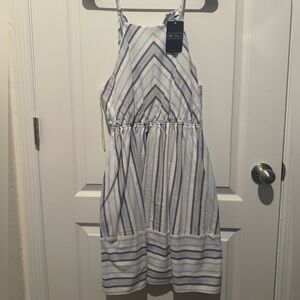 Blue and White Striped Women's Dress